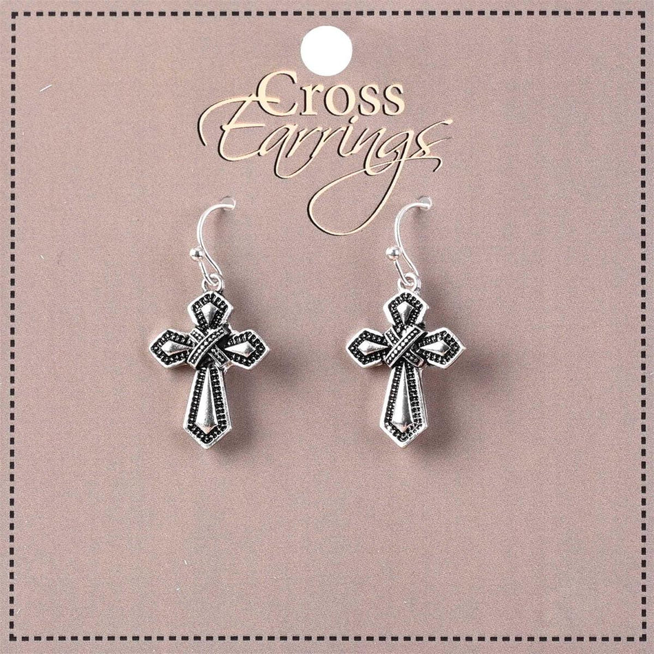 Earrings Tailored Flared Cross .75H by Dicksons, product view 2