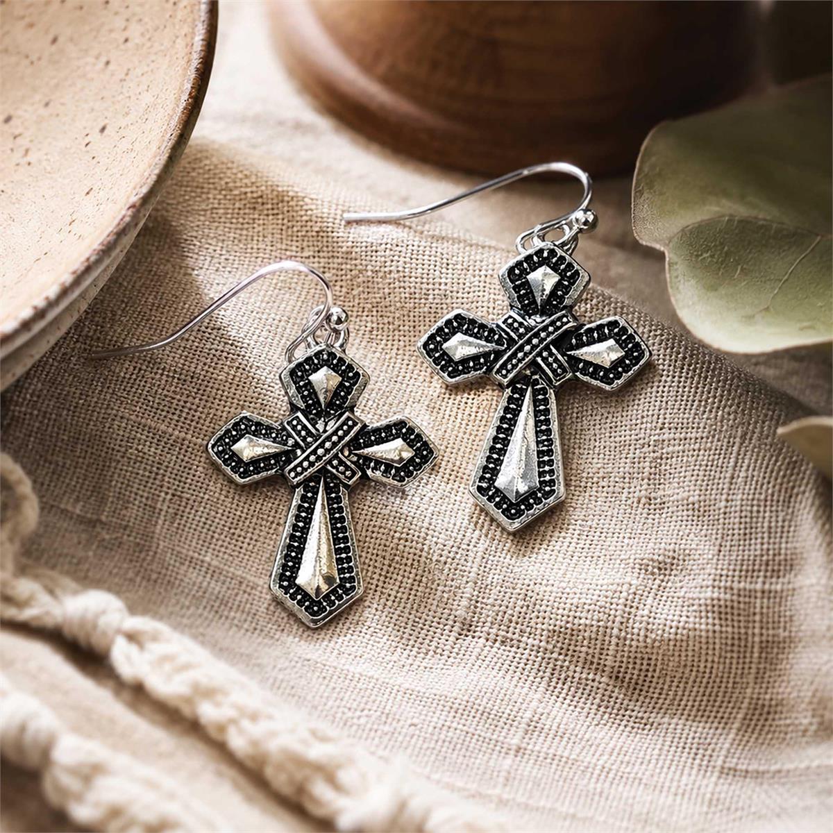 Earrings Tailored Flared Cross .75H by Dicksons, product view 3