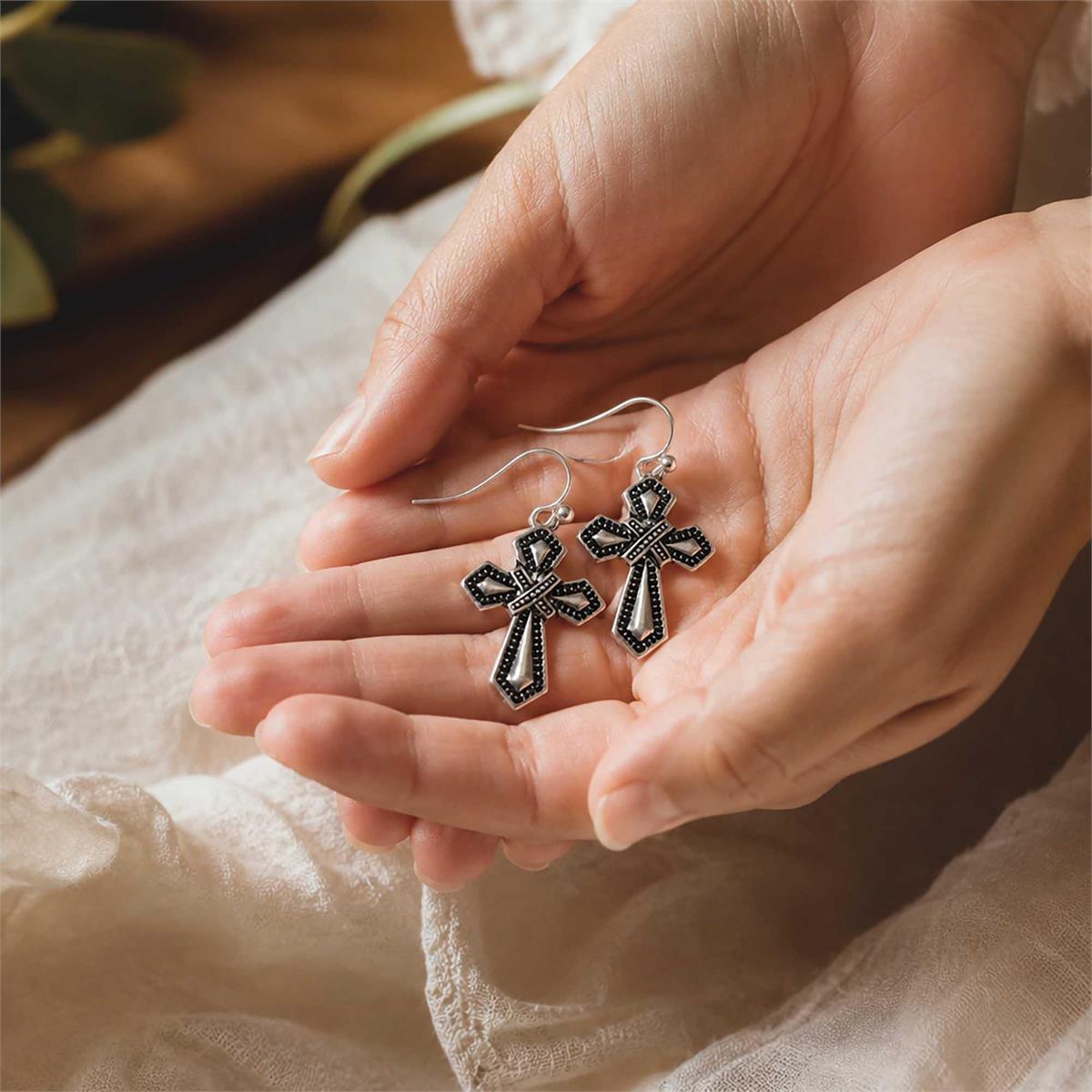 Earrings Tailored Flared Cross .75H by Dicksons, product view 4