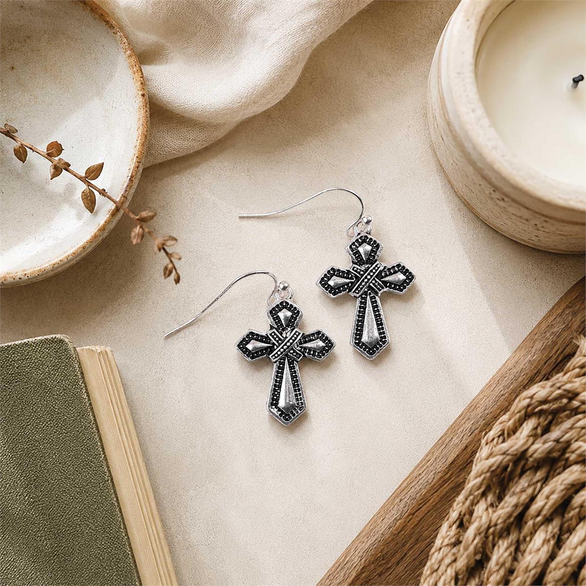 Earrings Tailored Flared Cross .75H by Dicksons, product view 6