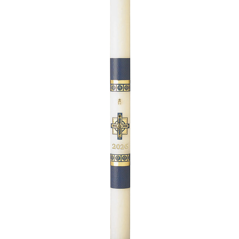 No 9 Alpha Omega Paschal Candle by Will & Baumer, Alpha and Omega design