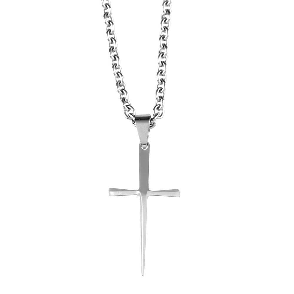 Necklace Taper Cross Stainless Steel 1.50 24" Chn by Dicksons