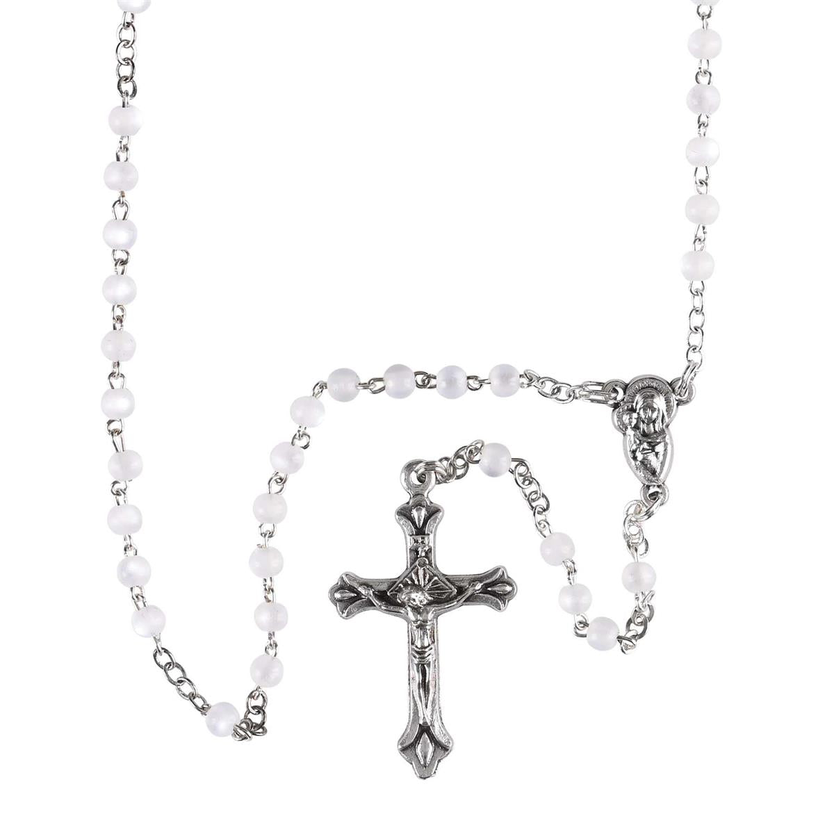 Rosary Lucite Bead Silver Plate 12L by Dicksons