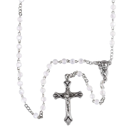 Rosary Lucite Bead Silver Plate 12L by Dicksons