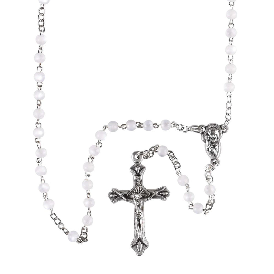 Rosary Lucite Bead Silver Plate 12L by Dicksons