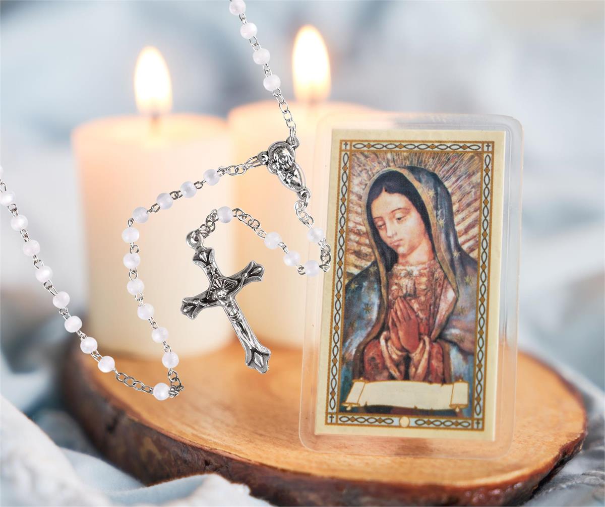 Rosary Lucite Bead Silver Plate 12L by Dicksons, product view 3