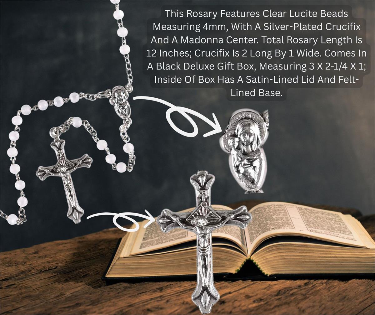 Rosary Lucite Bead Silver Plate 12L by Dicksons, product view 4