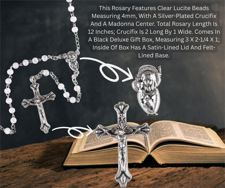 Rosary Lucite Bead Silver Plate 12L by Dicksons, product view 4