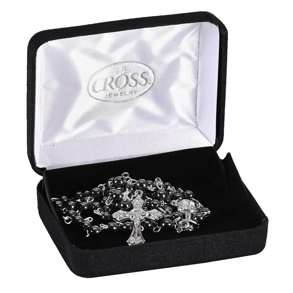 Rosary Silver Plate Hematite Bead 17L by Dicksons, product view 2