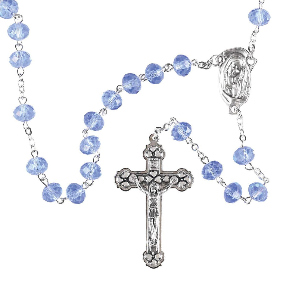 Rosary Blue Glass Aurora Borealis 20L by Dicksons