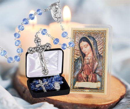 Rosary Blue Glass Aurora Borealis 20L by Dicksons, product view 3
