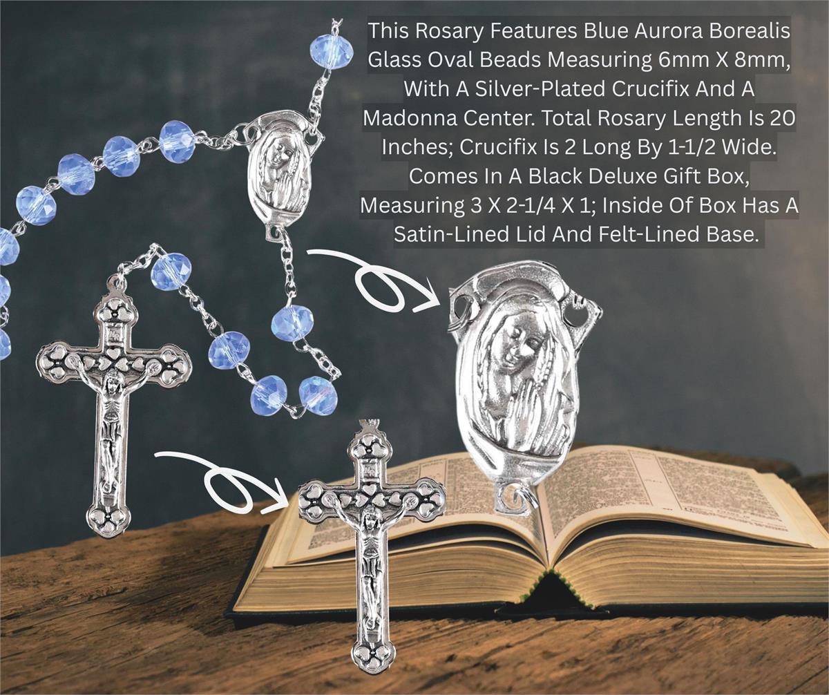 Rosary Blue Glass Aurora Borealis 20L by Dicksons, product view 4