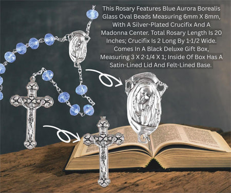 Rosary Blue Glass Aurora Borealis 20L by Dicksons, product view 4