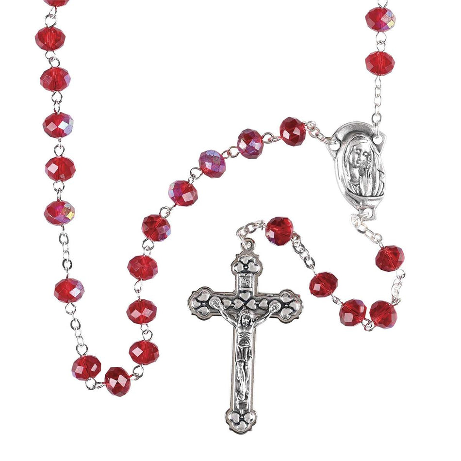 Rosary Red Aurora Borealis Glass 20L by Dicksons