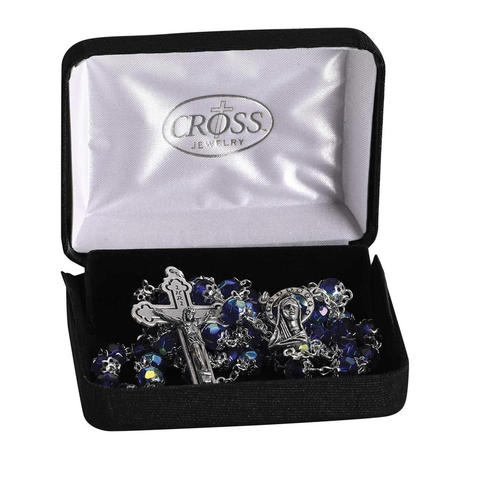 Rosary Blue Aurora Borealis Glass 21L by Dicksons, product view 2