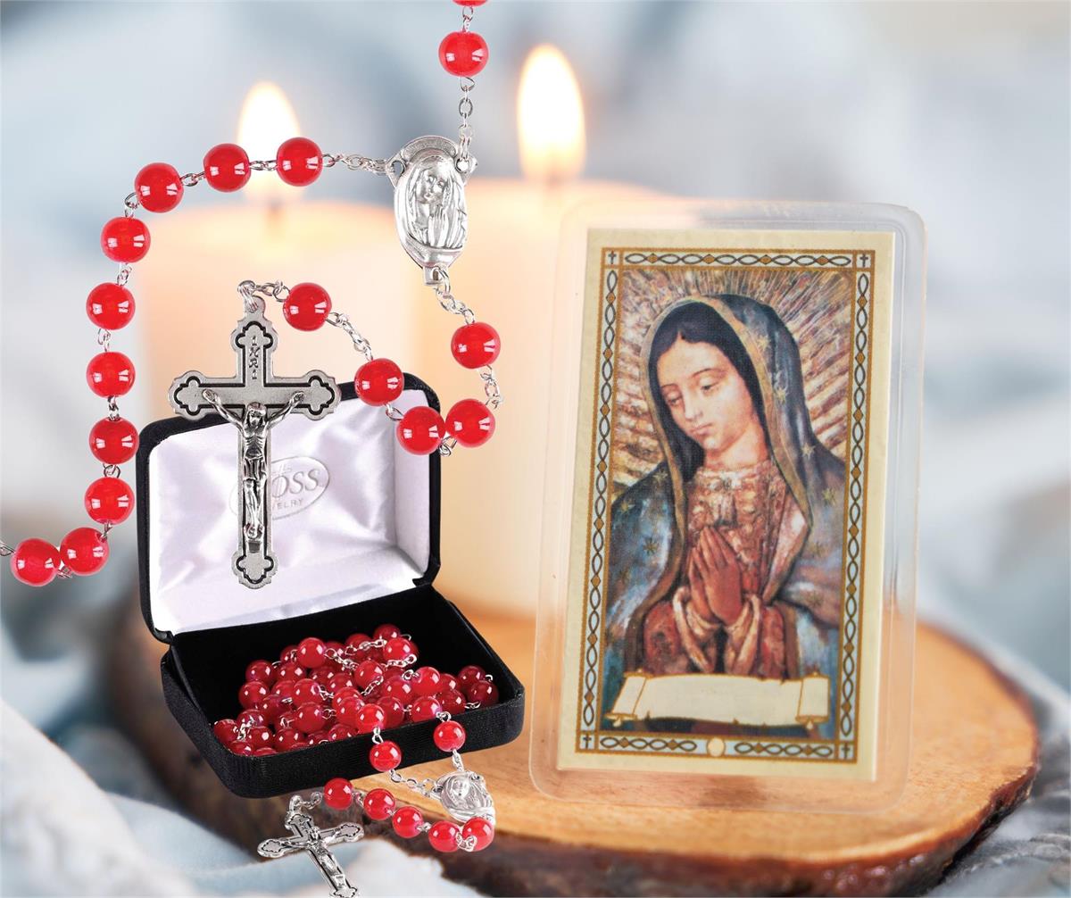 Rosary Red Glass Round Beads 20L by Dicksons, product view 4