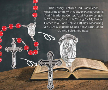 Rosary Red Glass Round Beads 20L by Dicksons, product view 5