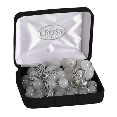 Rosary White Glass Crucifix 24L by Dicksons, product view 2