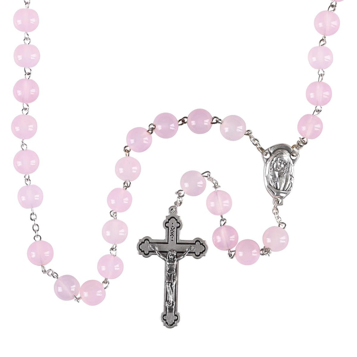 Rosary Pink Aurora Borealis Glass 24L by Dicksons