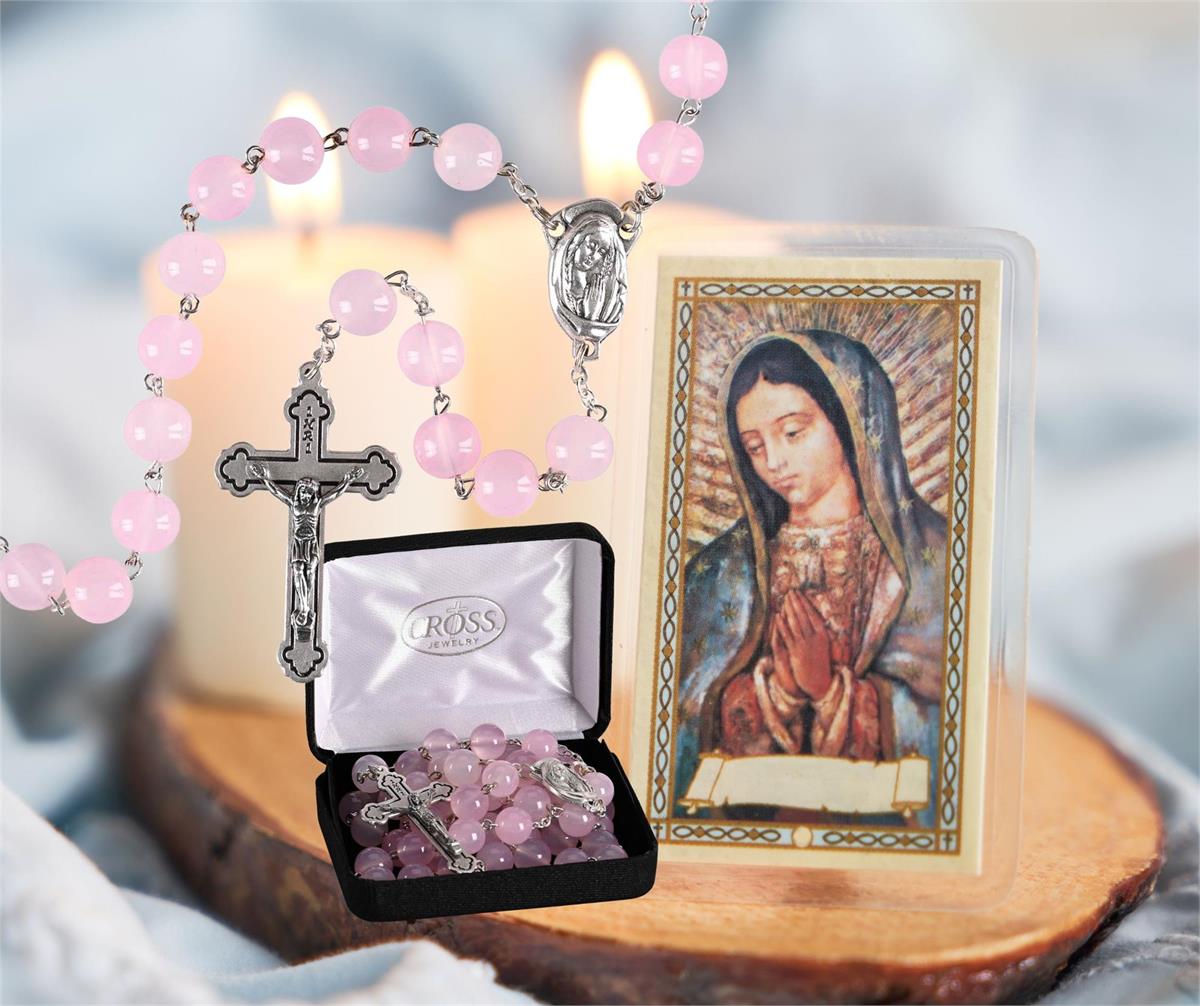 Rosary Pink Aurora Borealis Glass 24L by Dicksons, product view 3
