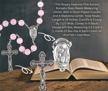 Rosary Pink Aurora Borealis Glass 24L by Dicksons, product view 4