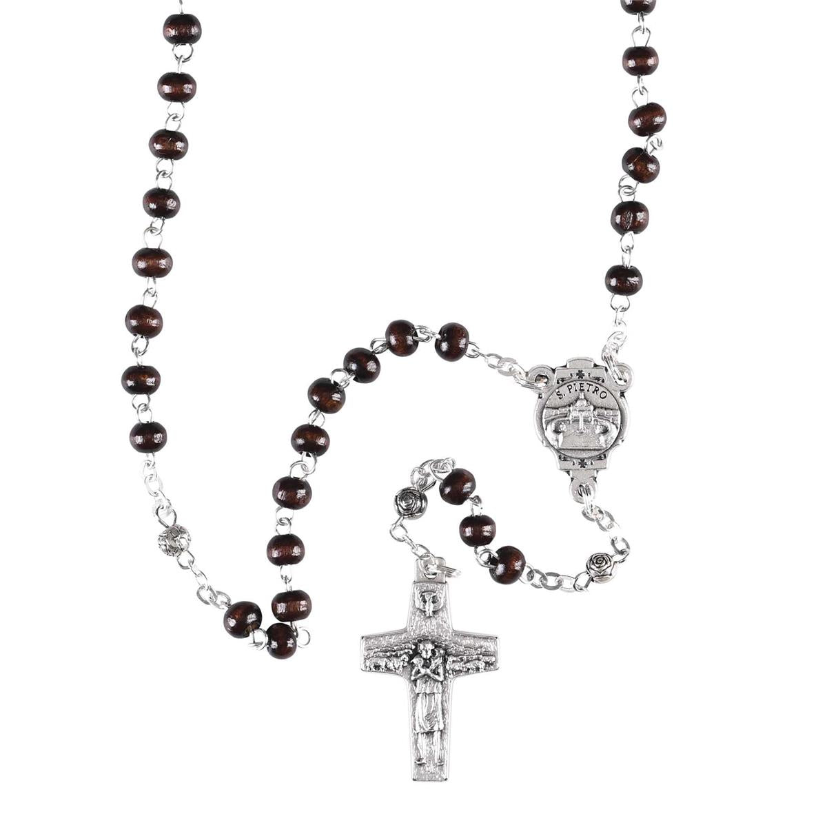 Rosary Pope Francis Wood Bead 13L by Dicksons