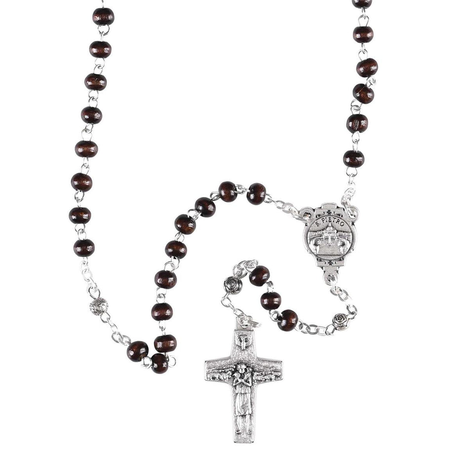 Rosary Pope Francis Wood Bead 13L by Dicksons