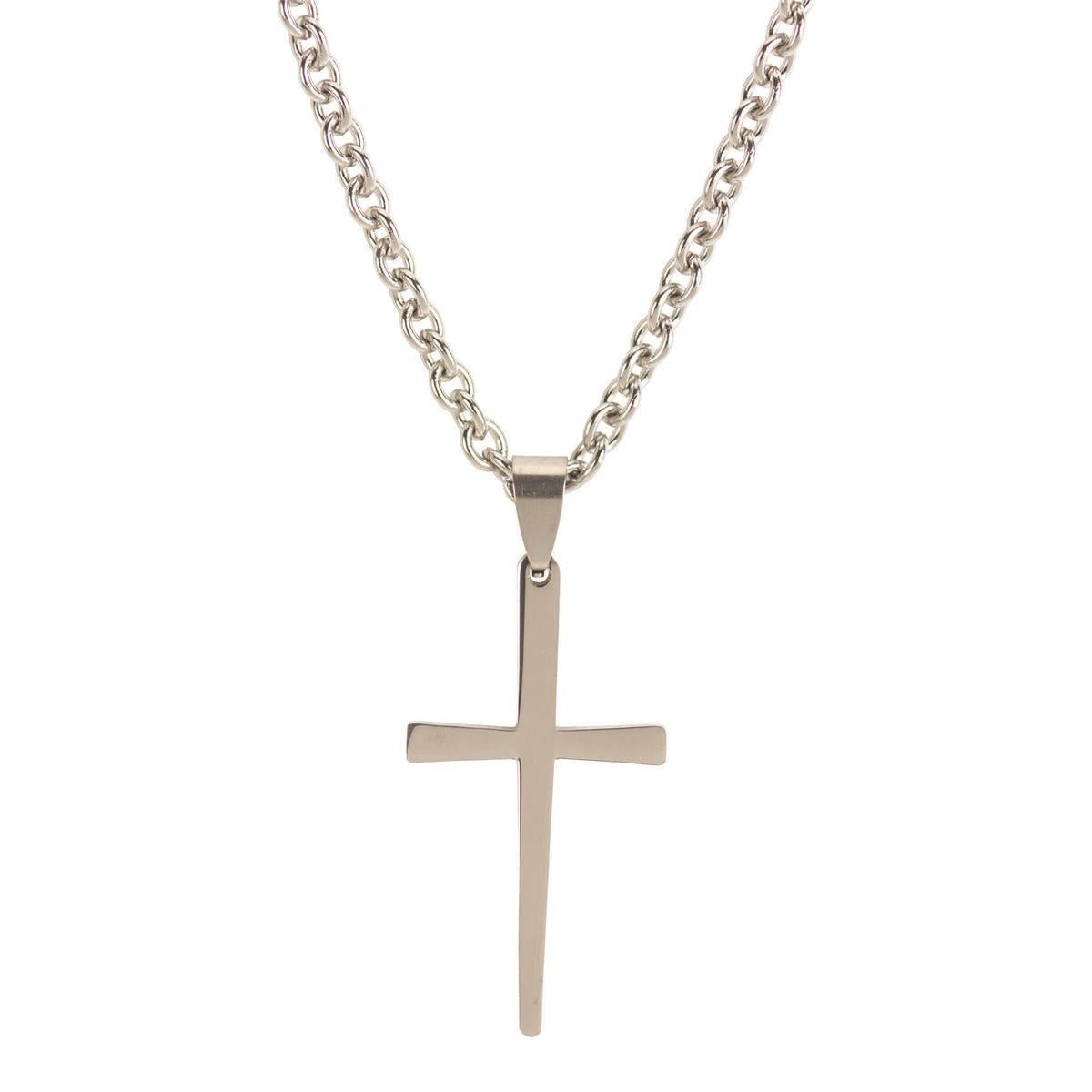 Necklace taper Nail Cross Silver Plated Stainless Steel 18" by Dicksons