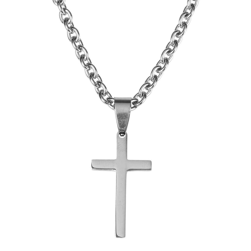 Necklace 1st Communion Box Cross 1.125" Stainless Steel-18" by Dicksons