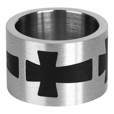 Ring Stainless Black Horizontal Cross by Dicksons