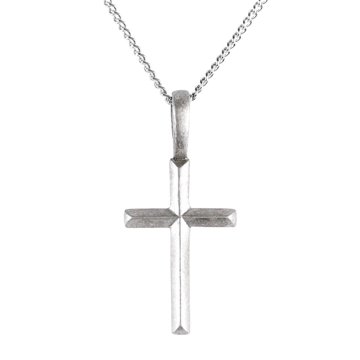 Necklace Pewter Bevel Cross by Dicksons