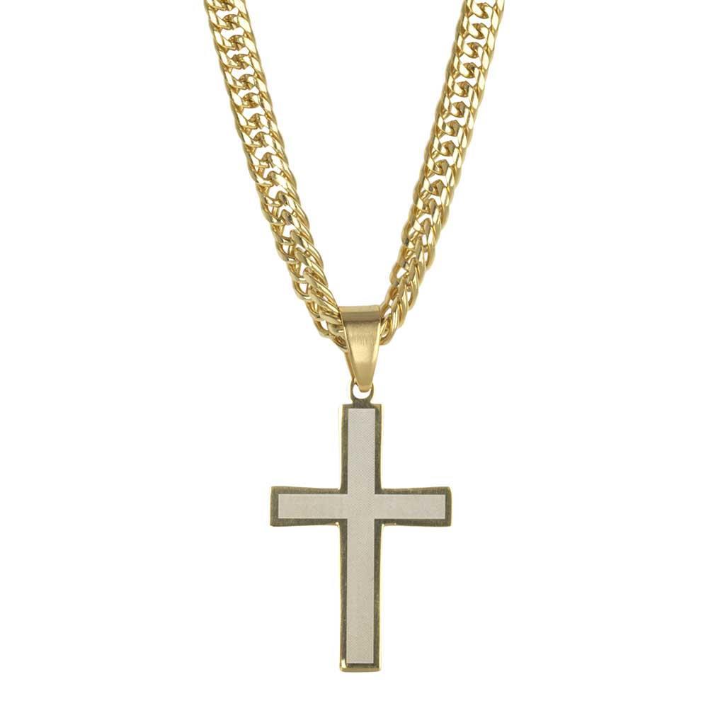 Necklace mog Stainless Steel 2TONE 1" Box Cr-24"ch by Dicksons