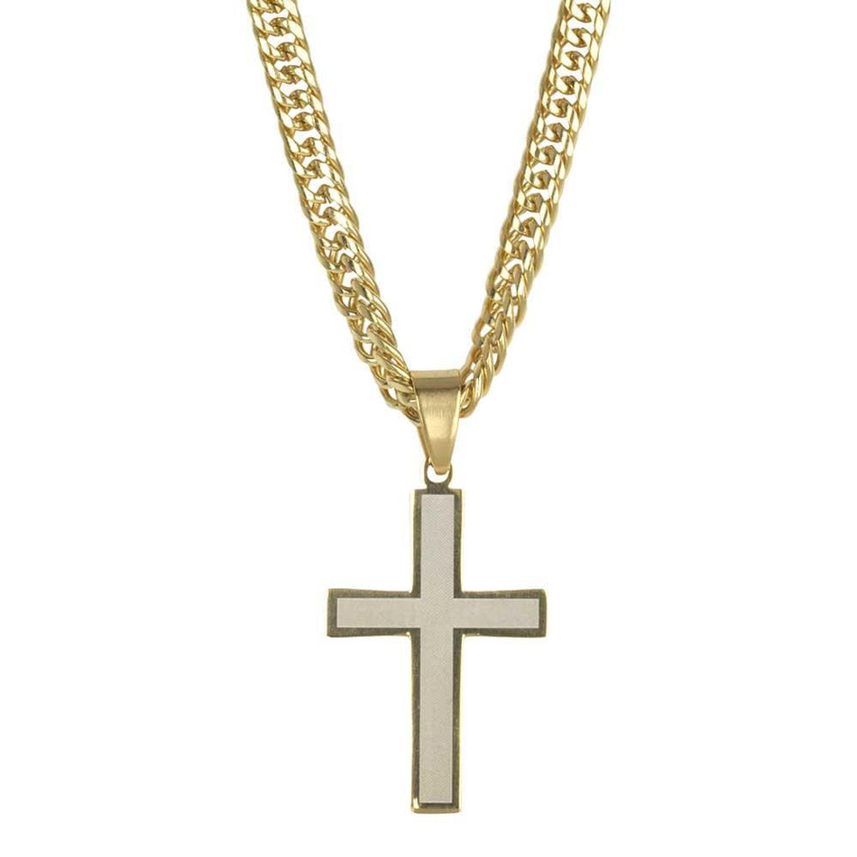 Necklace mog Stainless Steel 2TONE 1" Box Cr-24"ch by Dicksons