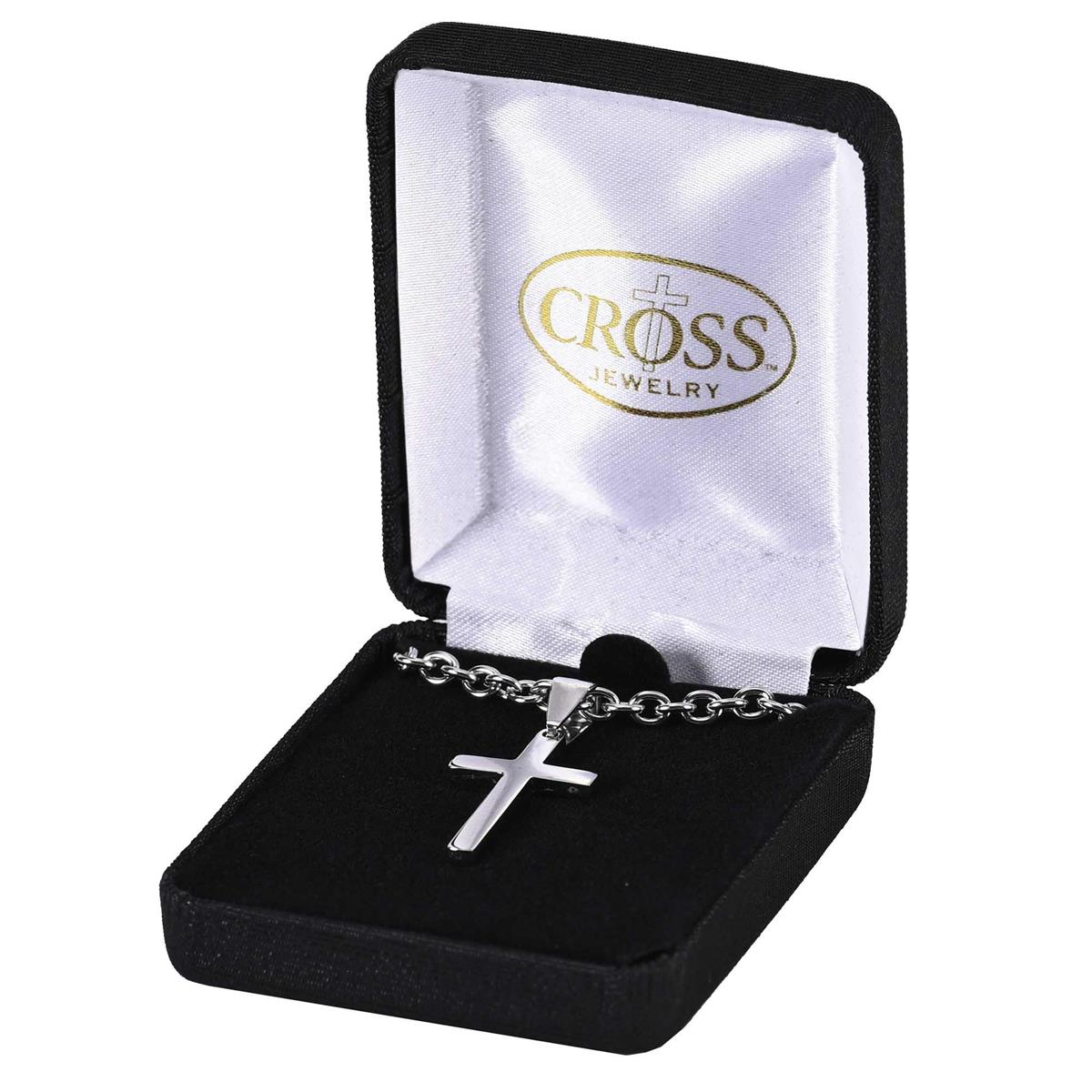 Necklace Stainless Steel 1 1/8"BOX Cross-24"" by Dicksons, product view 2
