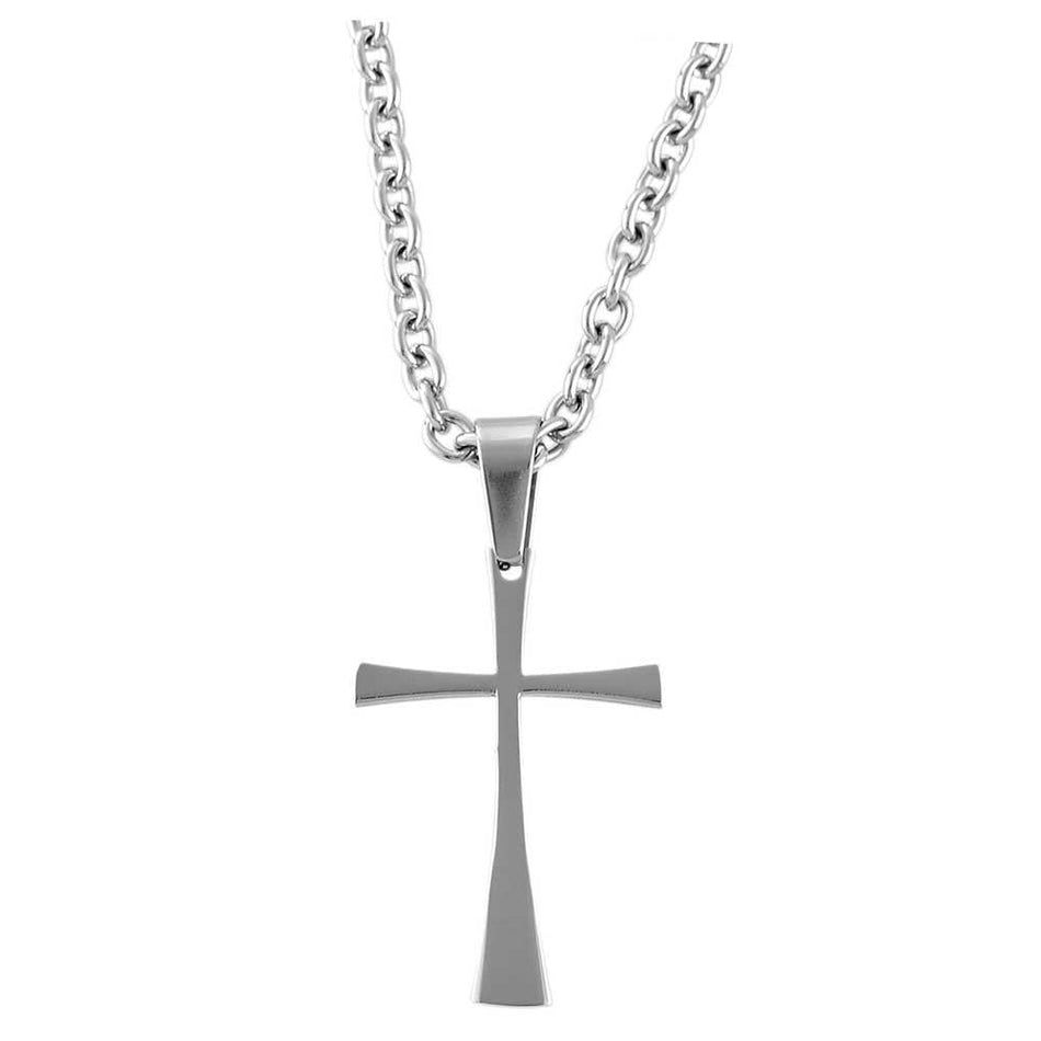 Necklace Stainless Steel Flare Cross-24"ch by Dicksons