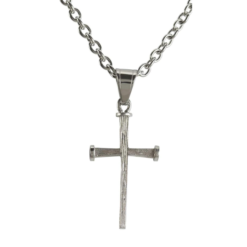 Necklace Stainless Steel Nail Cross-24"ch by Dicksons
