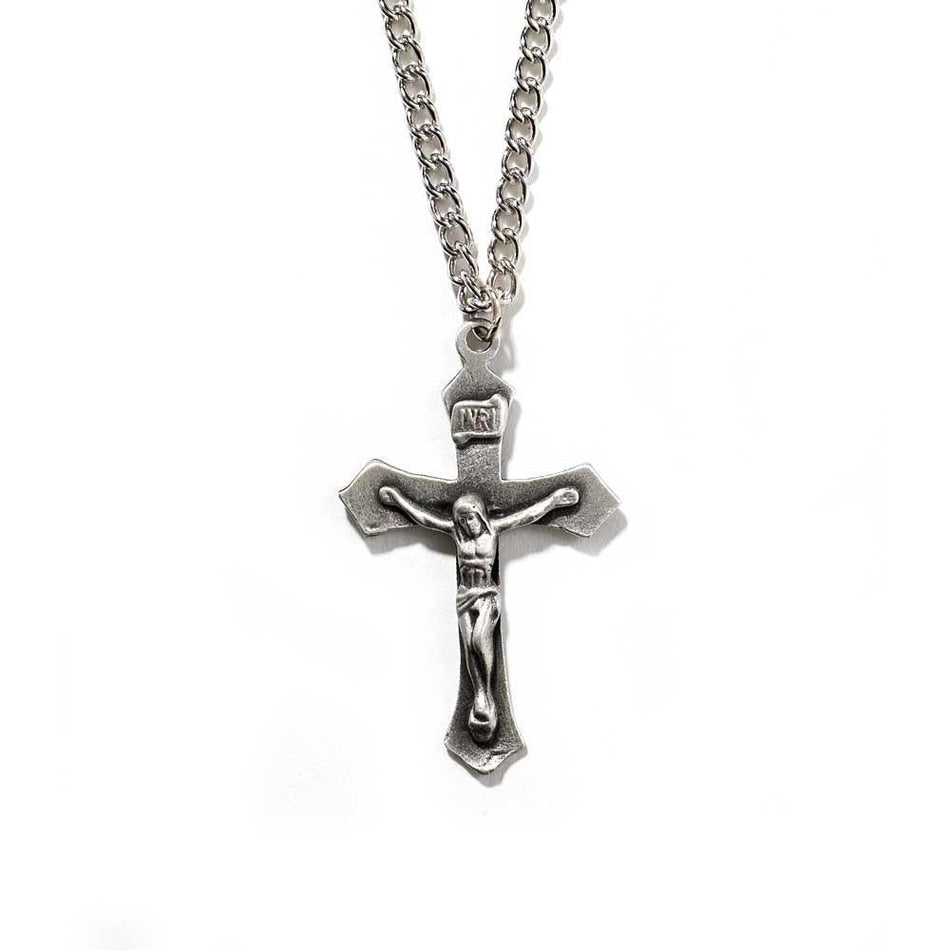 Necklace Large Pewter Flare Crucifix-21" by Dicksons