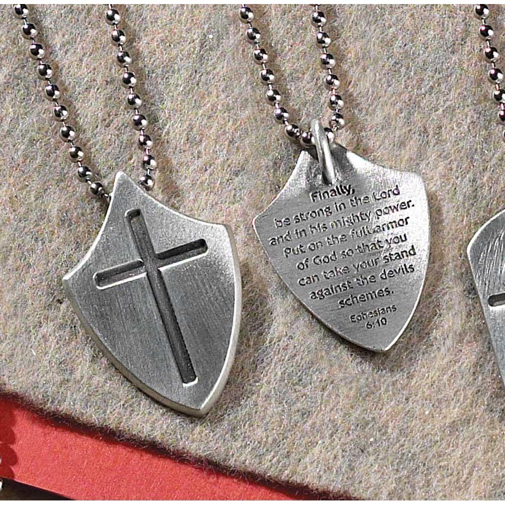 Necklace pwt Shield/Cross Bkmkcd 21" by Dicksons