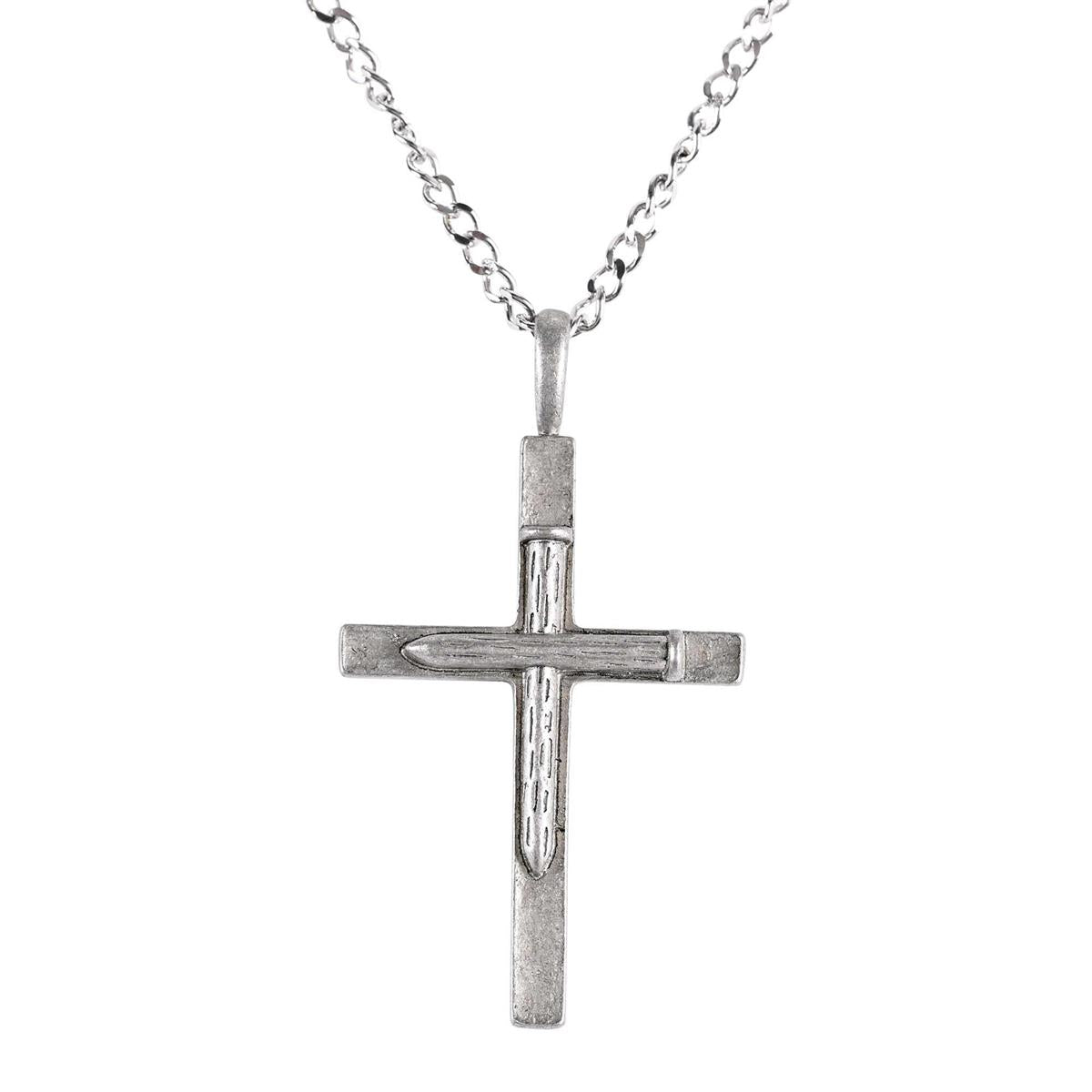 Necklace double Nail Cross Pwt Dbx 24" Chn by Dicksons
