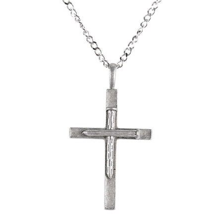 Necklace double Nail Cross Pwt Dbx 24" Chn by Dicksons
