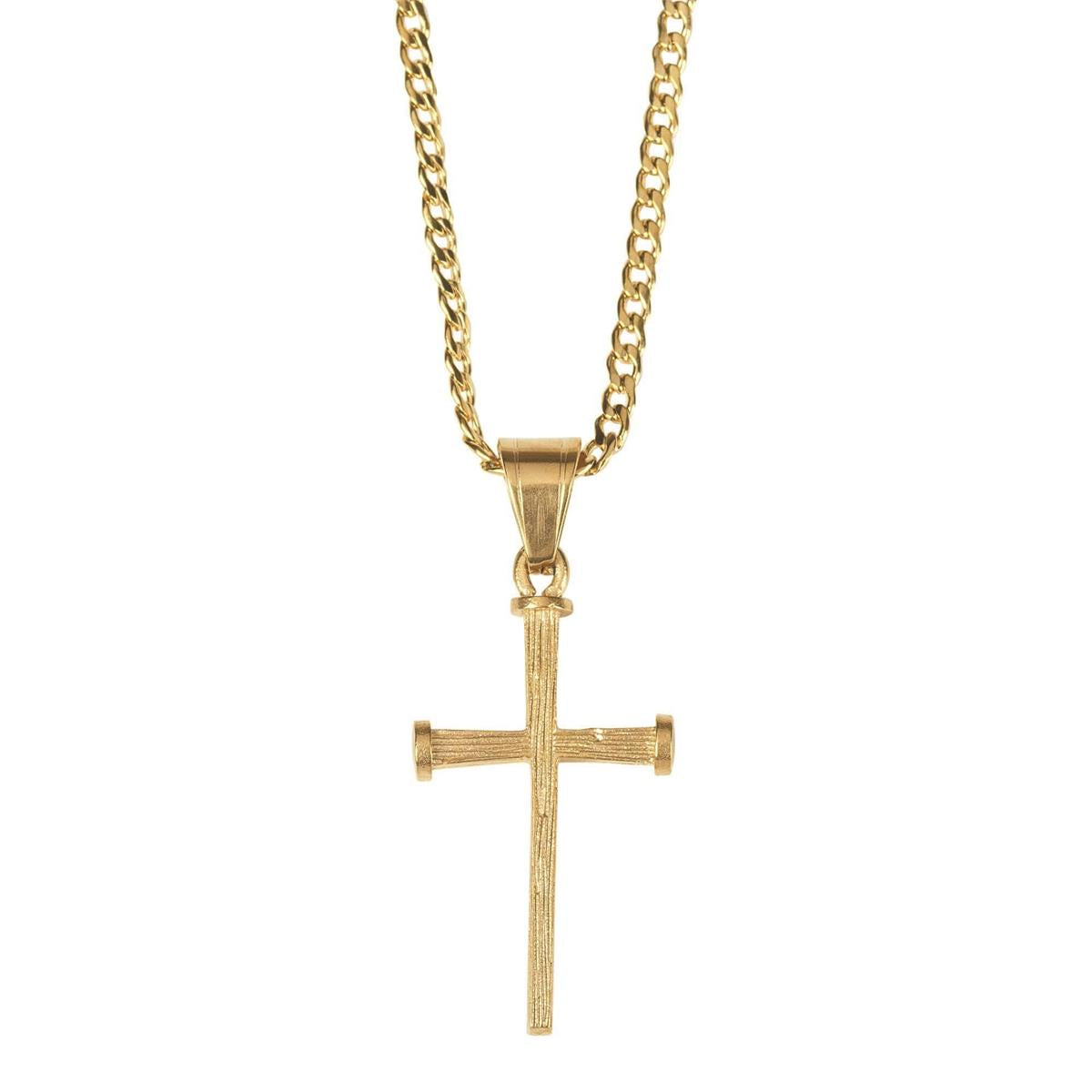 Necklace nail Cross Gold Plated Stainless Steel 1-1/4" 24" (32-6131) by Dicksons