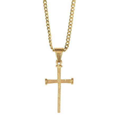 Necklace nail Cross Gold Plated Stainless Steel 1-1/4" 24" (32-6131) by Dicksons