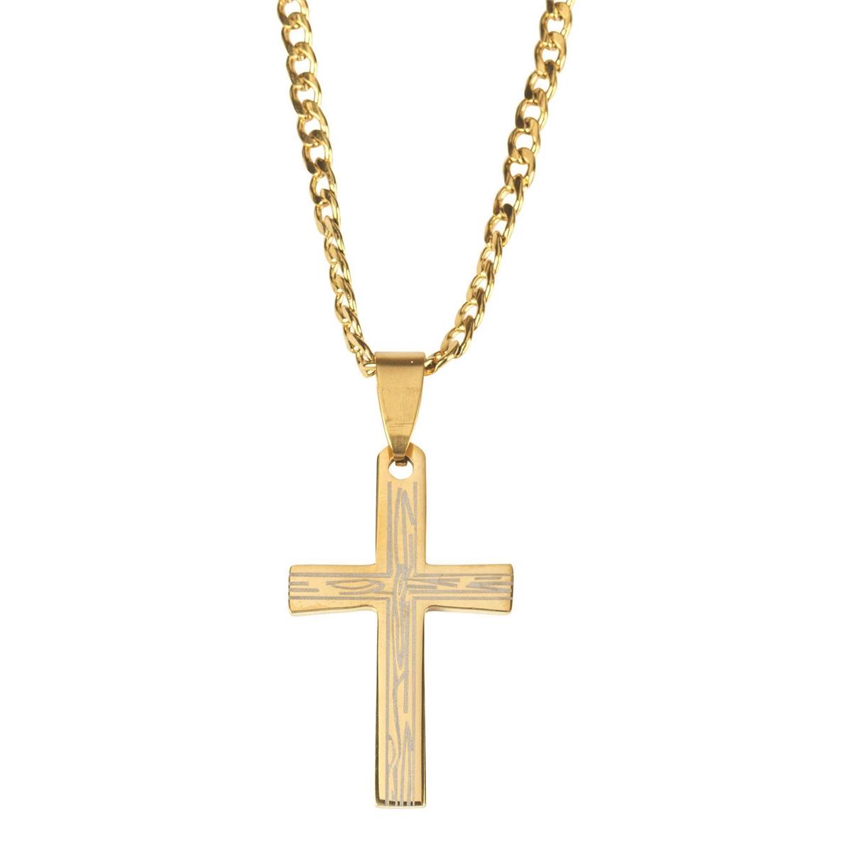 Necklace grain Cross Gold Plated Stainless Steel 24" by Dicksons