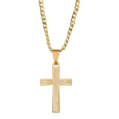 Necklace grain Cross Gold Plated Stainless Steel 24" by Dicksons