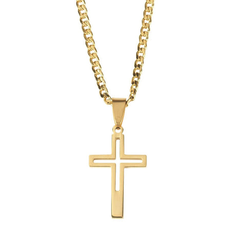 Necklace cr Co Cross Gold Plated Stainless Steel 24"CH by Dicksons