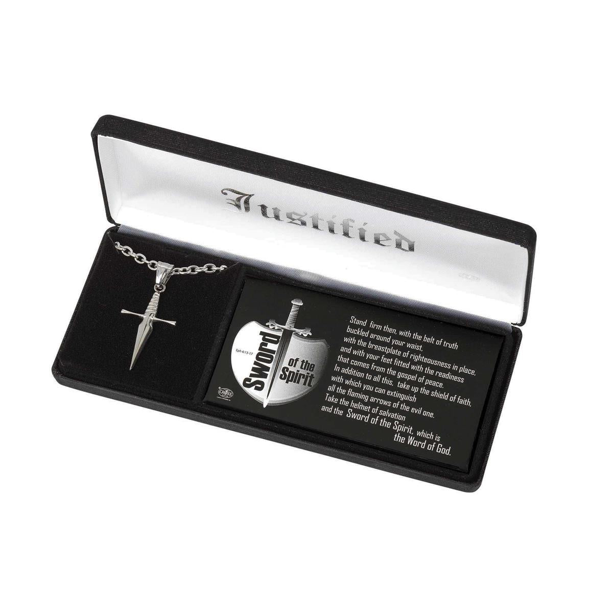 Necklace sword/spirit Cross Med Stainless Steel 18' by Dicksons