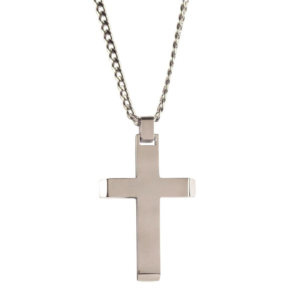 Necklace Mens Stainless Slant Cross by Dicksons