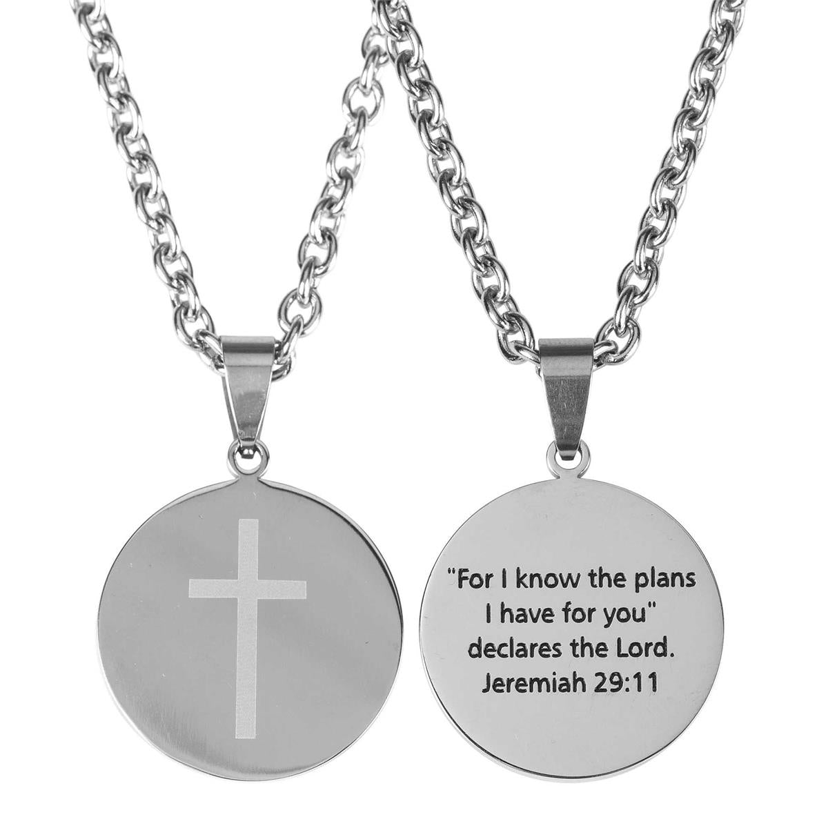 Necklace Jer29:11 Round Medal Stainless Steel 1"-24" by Dicksons