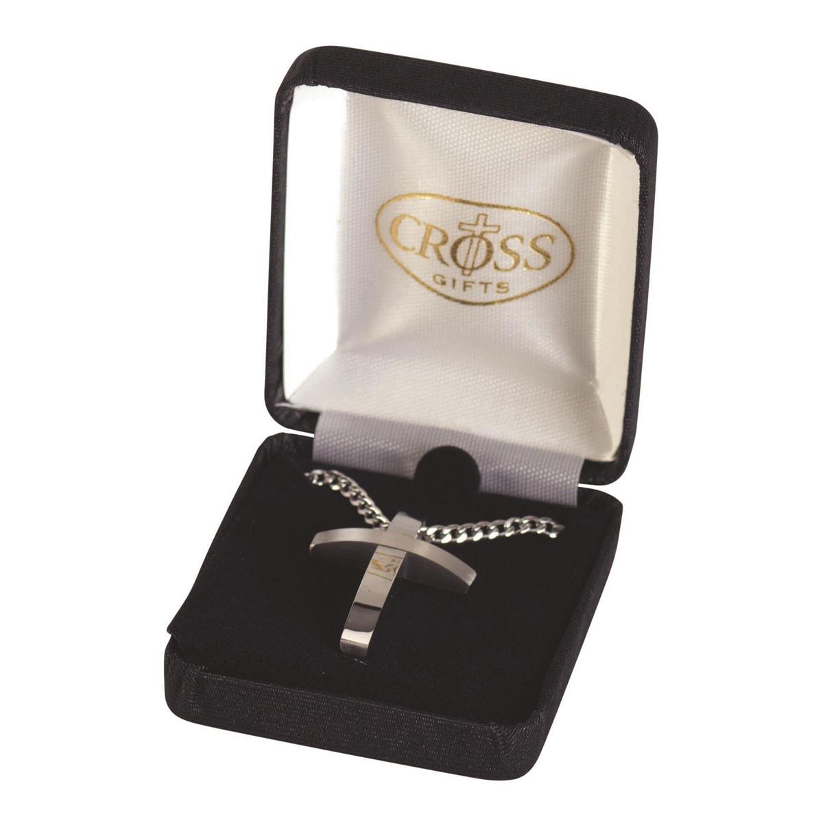 Necklace Stainless Steel Curve Cross by Dicksons