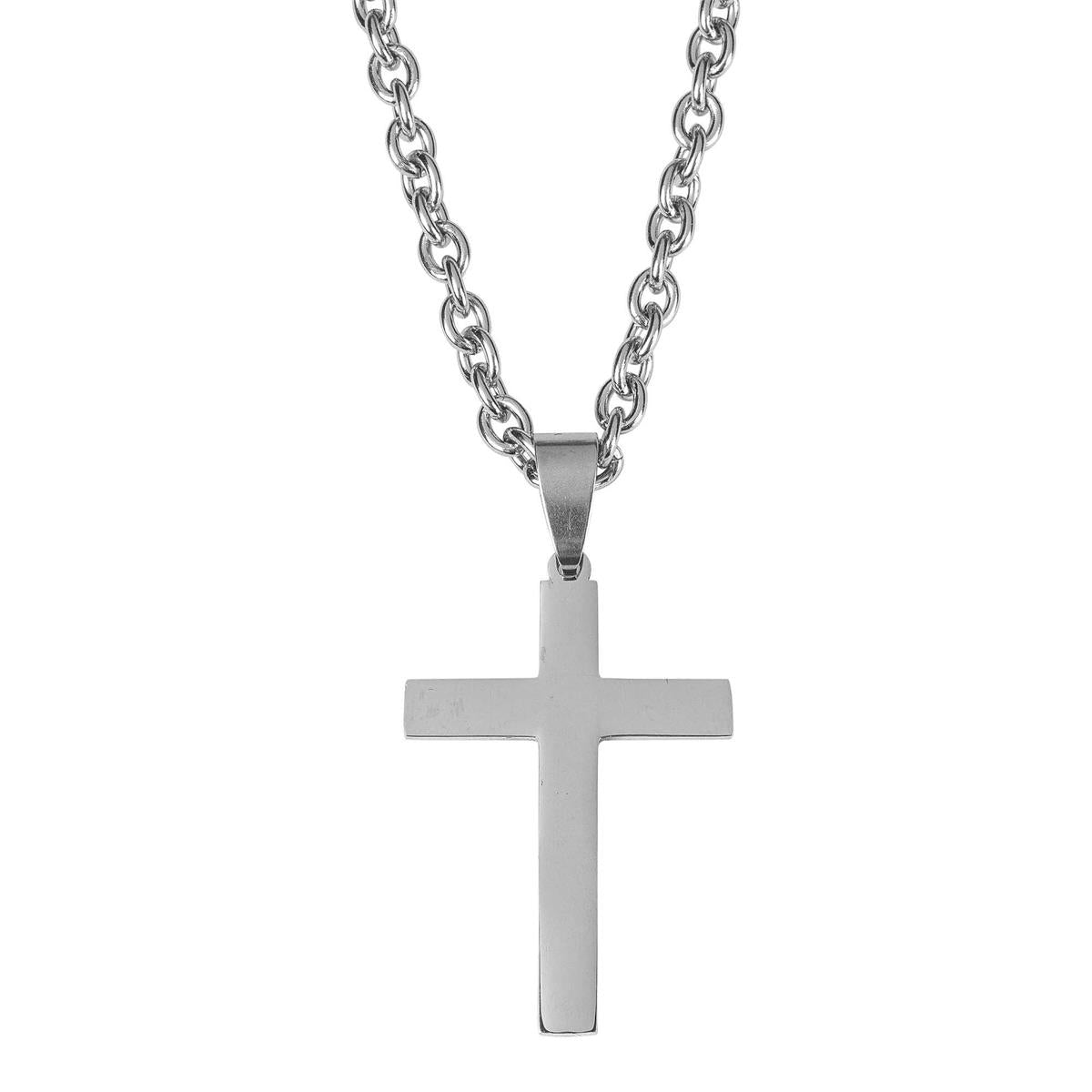 Psalm 33:12 Blessed Nation Cross Silver 24 Inch Stainless Steel Necklace by Dicksons, product view 2